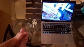 Masturbating My Big White Cock and Shooting Cum All Over