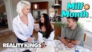 Stepmom Comforts Son’s GF Before Steamy Threesome Surprise